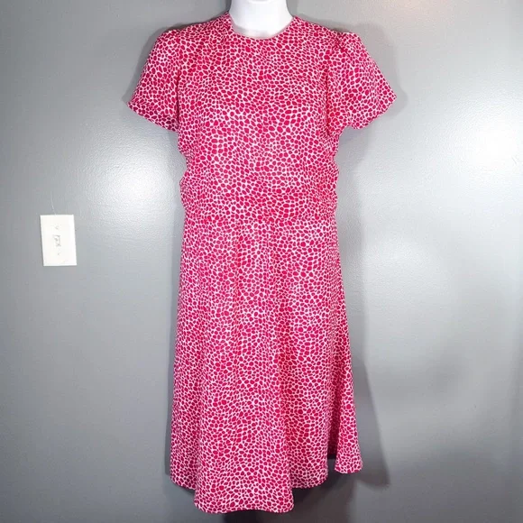 Joy Gordon Red & White Print Midi Dress Size 16 Short Sleeve Fit & Flare - Picture 4 of 11